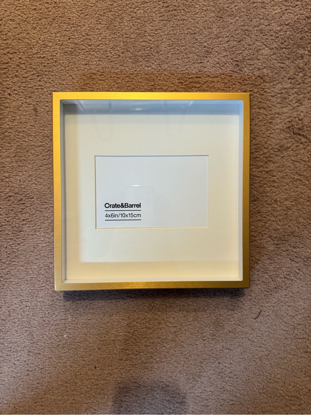 Crate&Barrel Brushed Brass Square Shadow Box Frame - 4x6 Photo